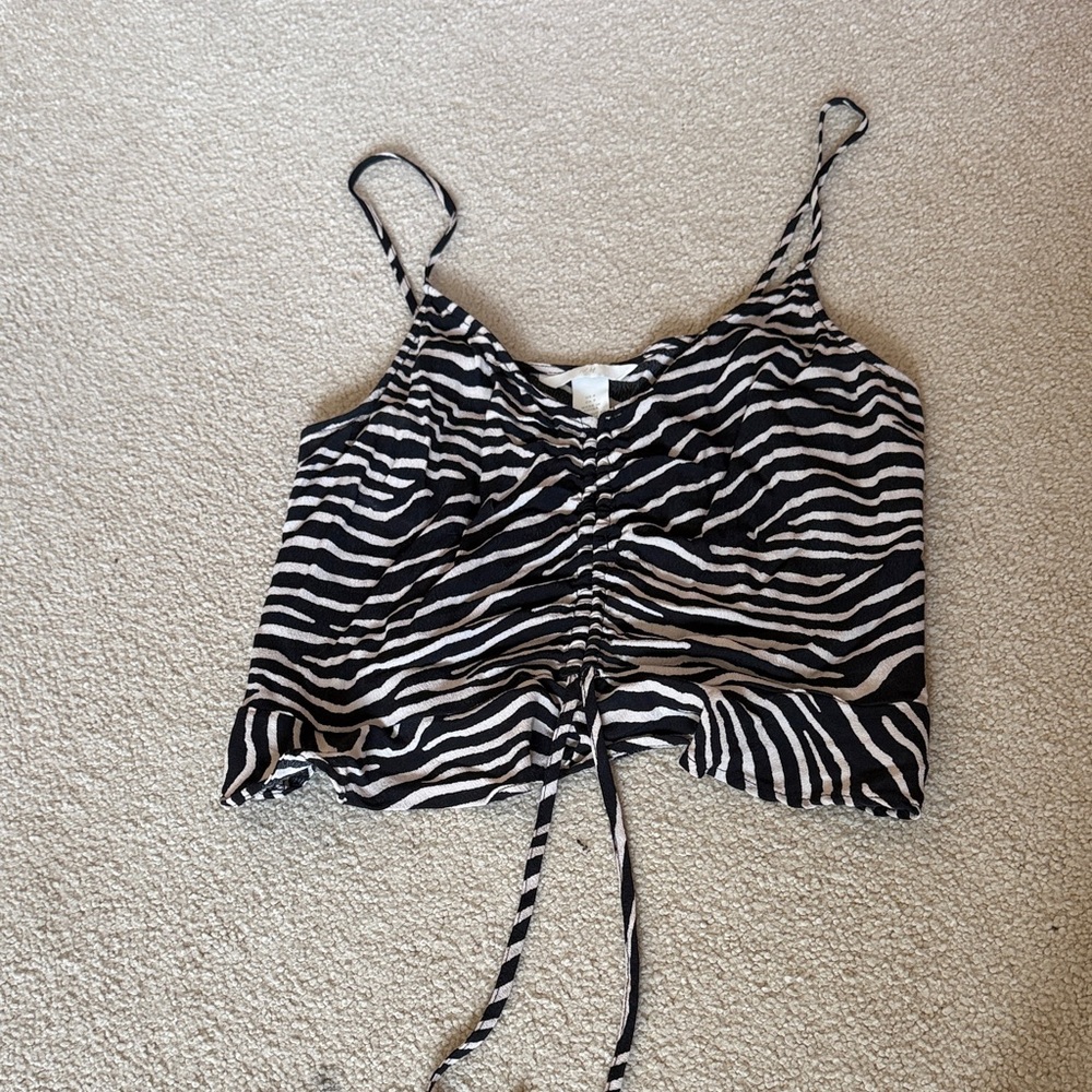 H&M Black and White Zebra Print Tank Top